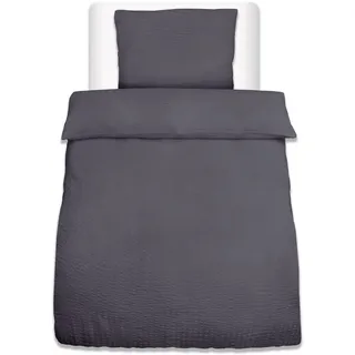 Beautissu Bettwäsche Anthrazit Textil, 155x220 cm Schlaftextilien, Bettwäsche Bettwäsche