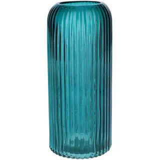 INNA-GLAS Dekovase ALBURGIS mit Rillen, Glas, türkis-klar, 25cm, Ø10cm | Blumenvase