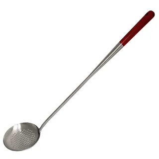 Langer stabiler Schaumlöffel 60 cm lang, Ø 12,3 cm Holz-Griff Schaumkelle Suppenkelle Edelstahl