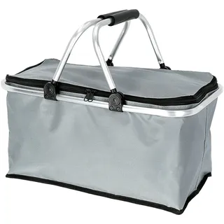 Cepewa Einkaufskorb faltbar Einkaufstasche 30 L Faltkorb Picknickkorb (grau ohne Thermofunktion)