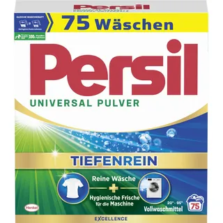 Persil Universal Pulver Tiefenrein Waschmittel (75 Waschladungen), Vollwaschmittel für reine Wäsche und hygienische Frische für die Maschine, effektiv von 20 °C bis 95 °C