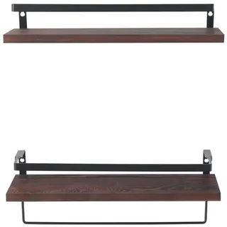 Mobili Rebecca Wandregale Set, 2er Set Braun 15/42/13 cm , Metall , 15x13x42 cm , Wohnzimmer, Regale, Wandregale