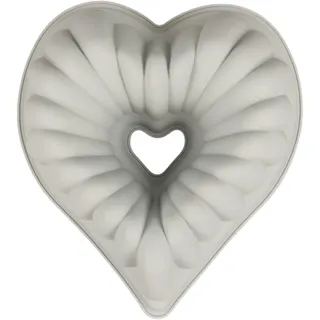 GMMH Extra große Backform in Herzform aus Silikon XXL Kuchen (Grau) Kuchenform zum Backen, 30 cm Brotbackform für Hochzeiten oder Valentinstag, Herz Gugelhupf Napfkuchen Kugelhupf