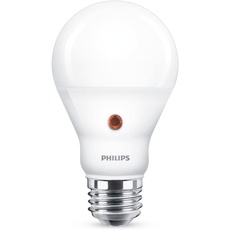 Philips LED E27 Lampe mit Tageslichtsensor, 60W, Tropfenform, matt, warmweiß, Lichtsensor