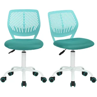 FurnitureR FR Carnation Aqua Schreibtischstuhl, Bürostuhl, Stoffsitz, ergonomischer Arbeitsstuhl, ohne Armlehne, höhenverstellbar, Drehstuhl, 2er-Set, Textil Metall, 40x38.5x87cm