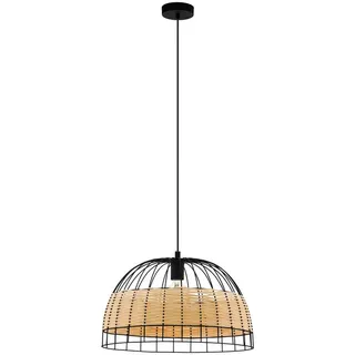 Eglo Hängeleuchte , Naturfarben, Schwarz , Holz, Metall , Rattan , massiv , rund , 110 cm , Lampen & Leuchten, Innenbeleuchtung, Hängeleuchten, Pendelleuchten