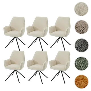 6er-Set Esszimmerstuhl HWC-G67, Küchenstuhl Stuhl mit Armlehne, drehbar Auto-Position, Chenille Öko-