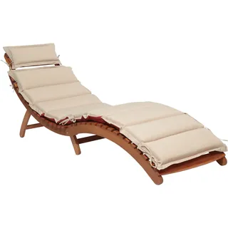 Gartenliege MERXX "Havanna", braun, Obermaterial: 100% Polyester. Füllung: 100% Polyurethan, Gartenliegen, Gartenliege, Eukalyptus, braun/grau, inkl. Wendeauflage, Topseller