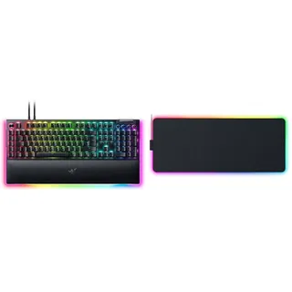 Razer BlackWidow V4 Pro (Green Switch) - Mechanische Gaming-Tastatur & Strider Chroma - Hybrid-Gaming-Mauspad Chroma RGB