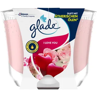 Glade (Brise) Langanhaltende Duftkerze im Glas, I Love You, bis zu 39 Stunden Brenndauer, 1er Pack (1 x 224g)