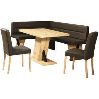 Home Affaire "Laros Sitzgruppe, Eckbank, Stühle, Tisch", Set, 4tlg Set, perfekt für Küche, Esszimmer, Wohnzimmer, Bestseller, dunkelbraun, dunkelbraun, natur),