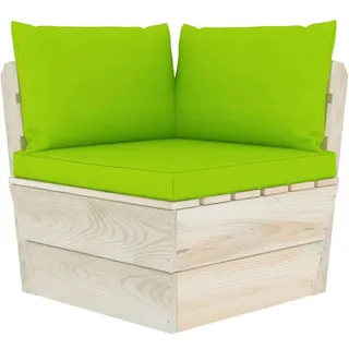 vidaXL Garten-Paletten-Ecksofa mit Kissen Imprägniertes Fichtenholz - Grün