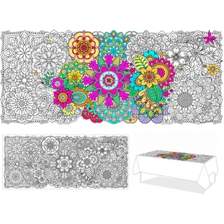 PHOGARY Ausmaltischdecke Kinder aus Papier, Kreatives Mandala Maltischdecke für Kinder Geburtstag Riesen Malposter, Tischdecke Malpapier Kinderbeschäftigung für Partys und Klassenzimmer 24" x 55"