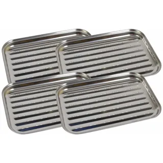 4x Edelstahl Grillschale 35x24cm BBQ Grillzubehör Pfanne Gemüseschale Grillkorb