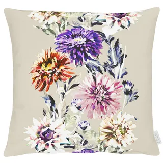 Dekokissen APELT "3404", bunt (taupe, lila, weiß, geblümt), B:49cm L:49cm, Obermaterial: 75% Polyester, 25% Baumwolle, Dekokissen_Sitzkissen_Kissenhüllen, Dekokissen
