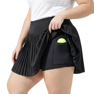 Moon Wood Damen Mini Rock mit Hose Drunter Tennisrock Skaterrock Faltenrock Ausgestellt Pull On Röcke Große Größen