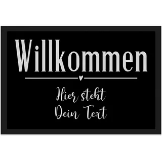 Print Royal Personalisierte Fußmatte Zwei Zeilen Wunschtext - Willkommen Herz - Geschenke zum Einzug | rutschfest, 90x60cm mit Gummirand