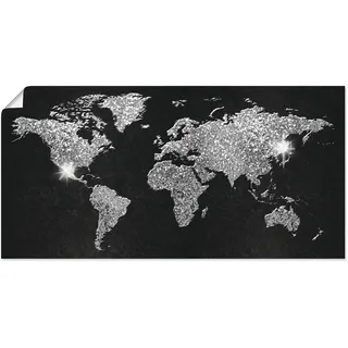 Artland Wandbild »Weltkarte Glitzer« Land- & Weltkarten 1 Stk. tlg. als Alubild, Outdoorbild, Leinwandbild, Poster, Wandaufkleber, schwarz