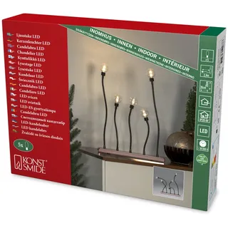 Konstsmide LED Metallleuchter, schwarz/kupferfarben lackiert, 2 LED's je Birne, mit flexibler Lampenhalterung, 10 warm weiße Dioden, 6V Innentrafo, schwarzes Kabel - 3522-670TR