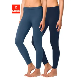 Leggings VIVANCE ACTIVE, Damen, Gr. 56/58, N-Gr, blau (jeans, denim), Single Jersey, Obermaterial: 95% Baumwolle, 5% Elasthan. Melange in der Packung: 60% Baumwolle, 35% Polyester, 5% Elasthan, unifarben, Basic, Basic lang, Hosen Leggings, mit Gummibund, Loungewear, Topseller