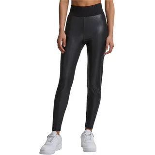 Urban Classics Damen High Waist Aus Lederimitat Mit Hoher Taille - Ladies Faux Leather Treggins Leggings, Schwarz, 5XL EU