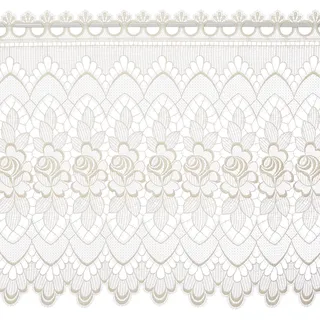 Plauener Spitze by Modespitze, Store Bistro Gardine Scheibengardine mit Stangendurchzug, hochwertige Stickerei, Höhe 60 cm, Breite 144 cm, Creme