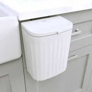 Glad Roomate Mülleimer unter der Theke, platzsparender Abfalleimer für Küchenschrank, Bad oder Büro, Doppeldeckel für einfaches Öffnen, 9 Liter, Weiß