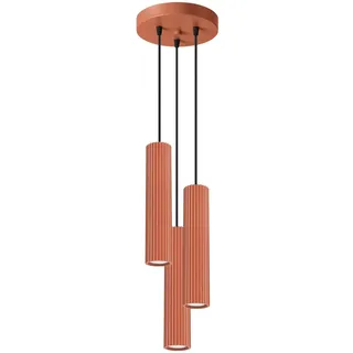 Sollux Lighting Pendelleuchte Karbon rot Ø6,5cm 3-flammig rund GU10