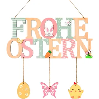 Türschild Frohe Ostern, Osterdeko Outdoor Für Türdekoration, Festliche Osterdekoration Mit Frühlingsmotiven, Wetterfeste Türdekoration Für Haus Und Garten