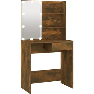 vidaXL Schminktisch mit LED Räuchereiche 74,5x40x141 cm - Braun