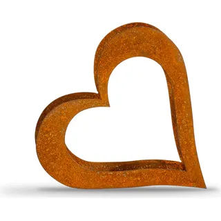 Herz aus Metall, Holz Regal, Rost, Edelrost, Holzregal Garten, Terrasse - Deko XS