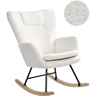 Beliani Schaukelsessel Bouclé 72 x 98 x 87 cm Weiß/Hellbraun