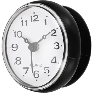 PATIKIL wasserdicht Bad Uhr Mini runde Wanduhr mit Saugnapf für Bad Küche Haus Dekoration schwarz