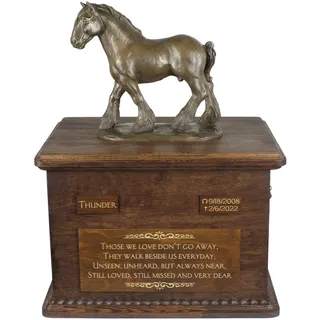 Shire - Eine Urne für die Asche eines Pferdes mit einer Statue, personalisierte Urne mit Gravur, große Schachtel für Pferdeasche von der Marke Art-Dog.