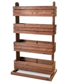 Vertikales Hochbeet 'Cube 4' aus Holz Blumenkasten Pflanzkübel Frühbeet Kräuterbeet mit Vier Etagen, Pflanztreppe für Balkon, Terrasse und Garten, 84,5 cm x 50 cm x 145 cm