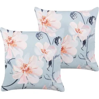 Beliani Gartenkissen 2er-Set 45 x 45 cm Blau