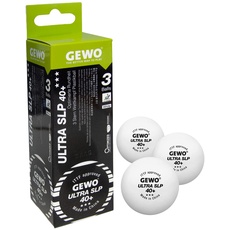 GEWO Ultra SLP Tischtennisbälle - 3 Sterne Tischtennis-Ball aus Plastik 40+ ohne Naht - ITTF-zertifizierte Wettkampf Bälle - 3 hochwertige Profi-Tischtennisbälle weiß, 40+mm Durchmesser