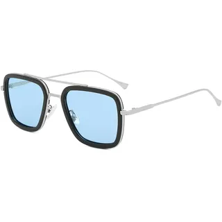 Long Keeper Eckige Retro Sonnenbrille Herren Damen - Retro Pilotenbrille Unisex Vintage Eckige Pilot Brille Quadratisch Metallrahmen für Männer Frauen