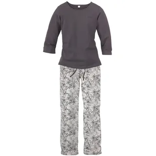 S.Oliver Damen Pyjama anthrazit, weiß-geblümt Gr.36/38