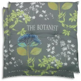 Gartensitzkissenset , Blau, Grau, Grün , Textil , 2-teilig , Blume , Füllung: Schaumstoff, Vlies , 48x5x48 cm , Oeko-Tex® Standard 100 , pflegeleicht, für den Außenbereich geeignet , Gartenmöbel, Gartenpolster & Auflagen, Gartenkissen