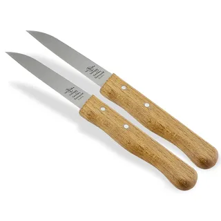 Schälmesser Gemüsemesser 2er Set aus Solingen Universal Messer Made in Germany Allzweckmesser mit Holzgriff Buche Obstmesser mit Scharfer Rostfreier Messerklinge für Obst und Gemüse