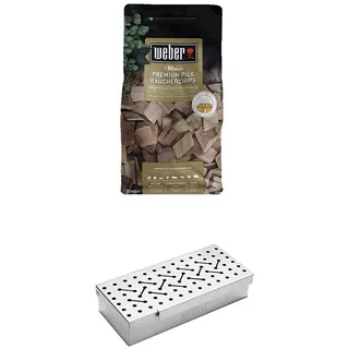 Weber 17782 Räucherchips Bitburger Premium Pils, 700g, für alle Fleisch-, Gemüse- und Käsesorten, süß-fruchtiger Geschmack, Räuchern, Grillen + Räucherbox universal, für Gas- und Holzkohlegrills