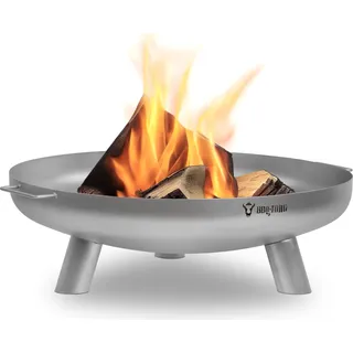 BBQ-Toro Edelstahl Feuerschale Ø 80 cm, Silber, Outdoor Dreibein Feuerstelle für Garten und Terrasse