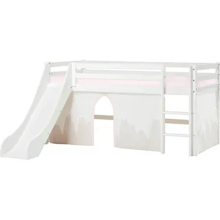 Hoppekids Hochbett »«Winter Wonderland»«, (Set, 4 St.), 90x200 mit Rutsche, Vorhang & Matratze, weiß