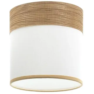 PRENDELUZ Lampenschirm E27, Design in Weiß und hellem Holz, 16 x 16 x 16 cm, ideal zur Beleuchtung und Dekoration von Innenräumen.