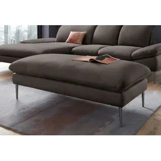 Hocker W.SCHILLIG "enjoy&MORE", braun (braun z59), B:151cm H:45cm T:71cm, Chenille-Flachgewebe R66 (85% Polyester, 15% Nylon);Longlife Xtra-Leder Z59: Glattleder mit modischer Prägung. Hautstärke 0, 9 - 1, 1 mm;Stoff S37 (100% Polyester), Hocker, Hocker, Füße schwarz pulverbeschichtet, Breite 151 cm