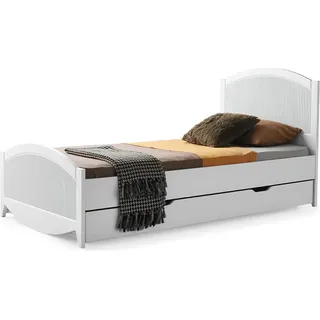 Bett Betten Naturholz Massiv Kinder Jugend Holzbett + Bettkasten Neu Lagerware - Weiß