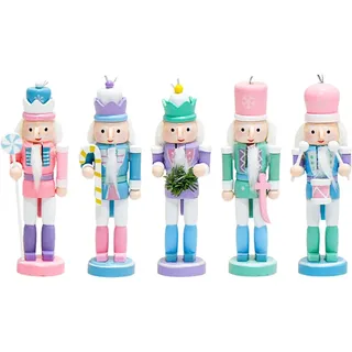 Mittokonnel 2025 Nussknacker Figur 5 Stücke Nussknacker Weihnachtsfiguren 13 cm Weihnachten Nussknacker Ornament,nussknacker tischdeko, Weihnachtsdekorationen (Pastell (Macaron)