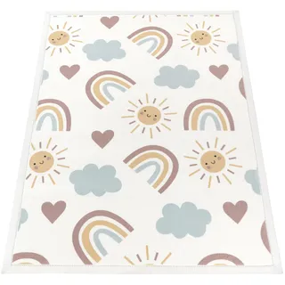 Paco Home »Emilia 352« rechteckig 24 mm Höhe Kurzflor, Sonne, Wolken, Regenbogen, sehr weicher Flor,