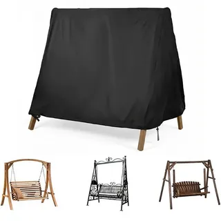 Yahbrra Hollywoodschaukel Abdeckung Strandkorb Schutzhülle: Winterfest Gartenmöbelschutz UV Schutz Universal Triangular Schutzhülle Wasserfest Abdeckung (Schwarz, 216 * 140 * 170cm)